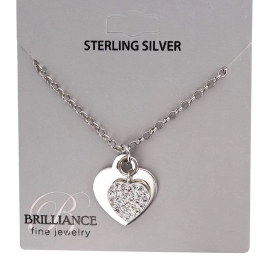 Brilliance Sterling Silver Heart Pendant Necklace 25$